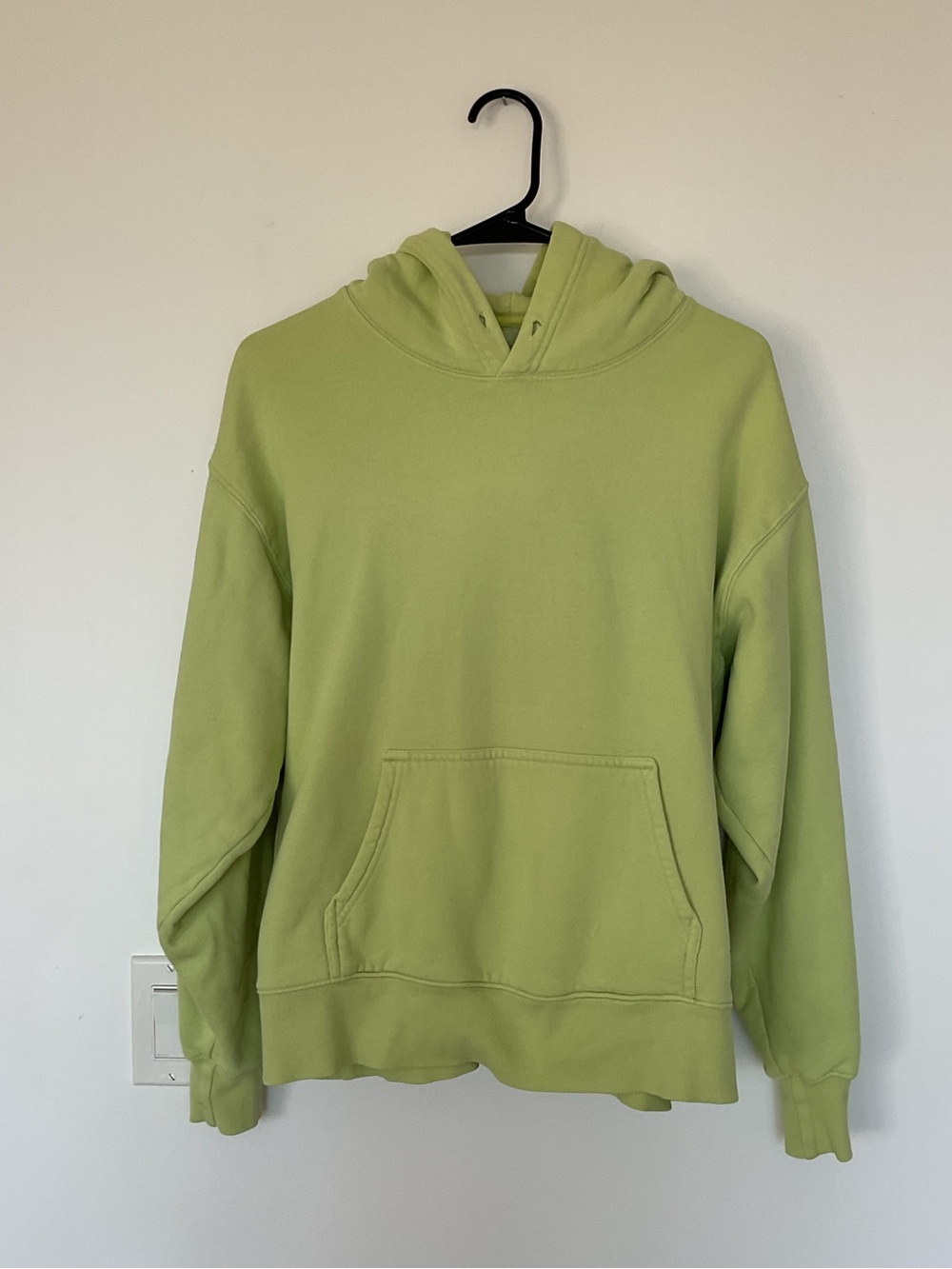 TNA COZY fleece Lime Green Pullover Hoodie | Size 1 fits like M/L no string